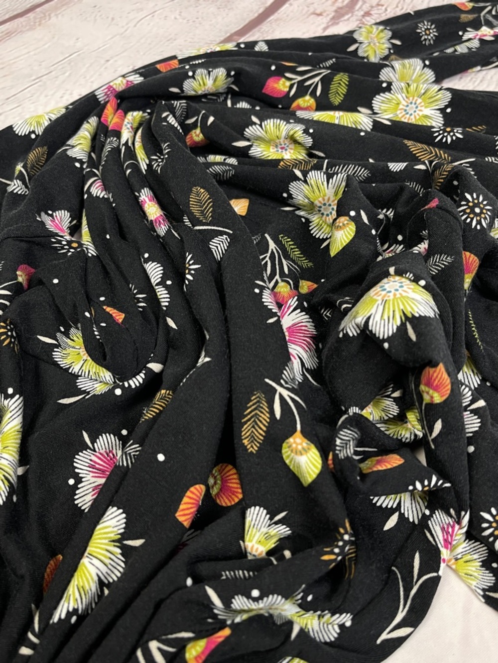 GUDRUN SJODEN black floral long sleeve boat neck lightweight flowy dress, size S - Picture 6 of 11